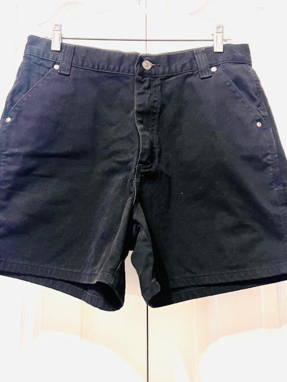 Lee Women's Size 12-Black 5" Inseam Denim/Jean Shorts-High Waist-Comfy-Cotton
